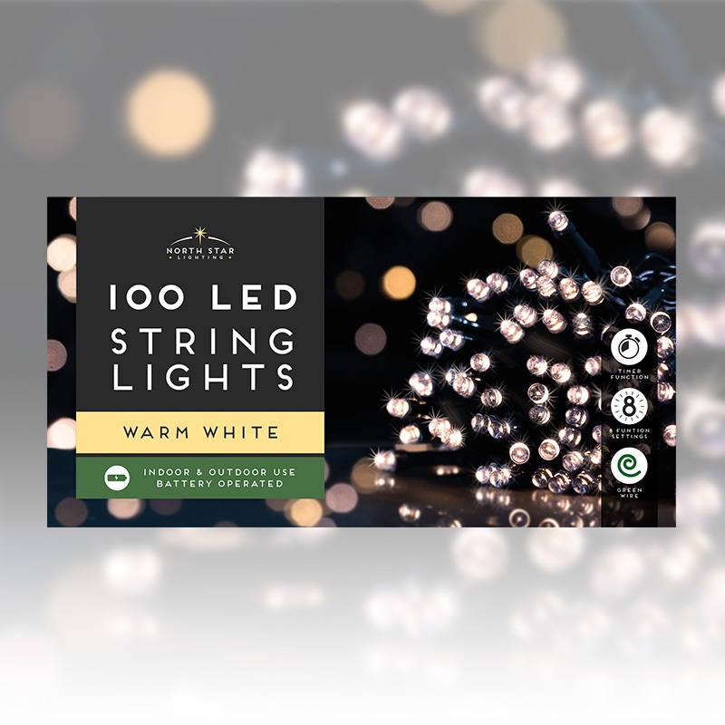 100 Led String Lights Battery Operated Warm White