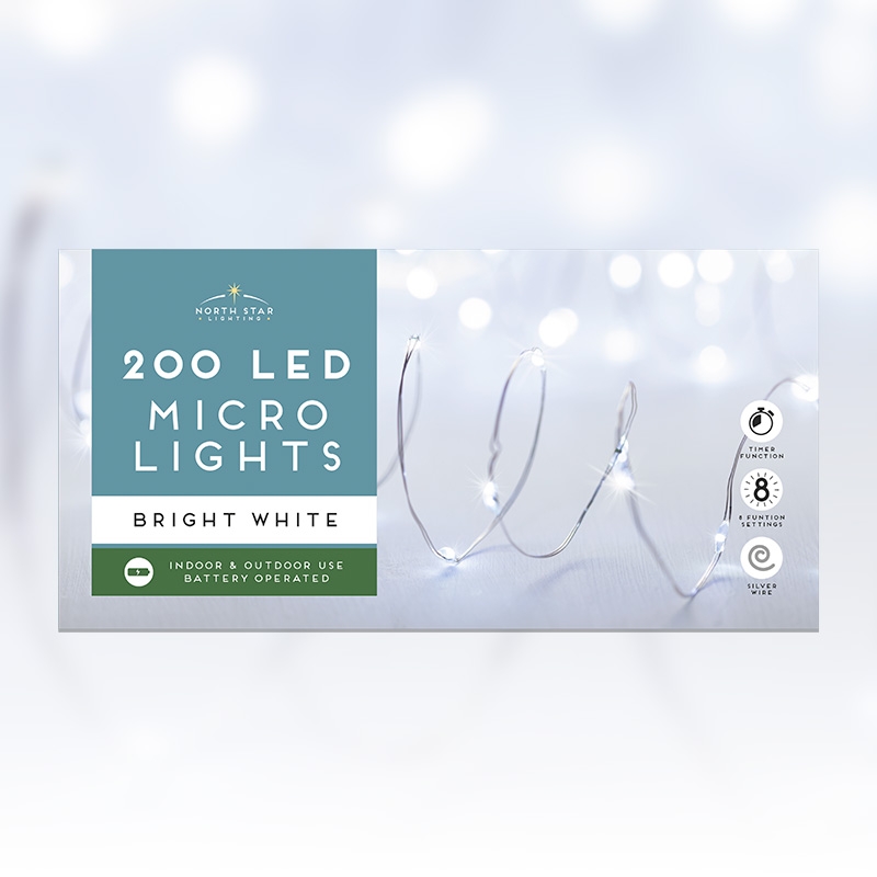 200 Micro Led Battery Operated Lights Bright White