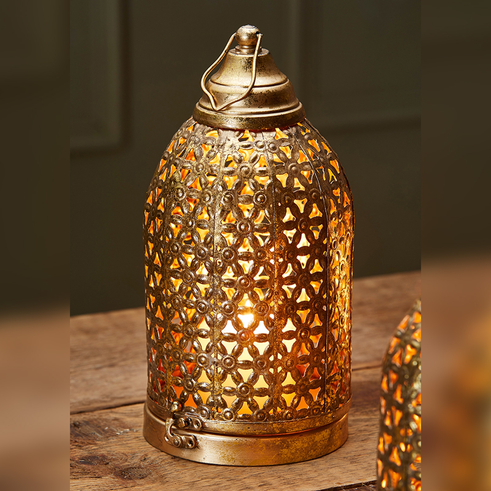 Gold Cutwork Dome Lantern 28cm Fair Trade Lt184