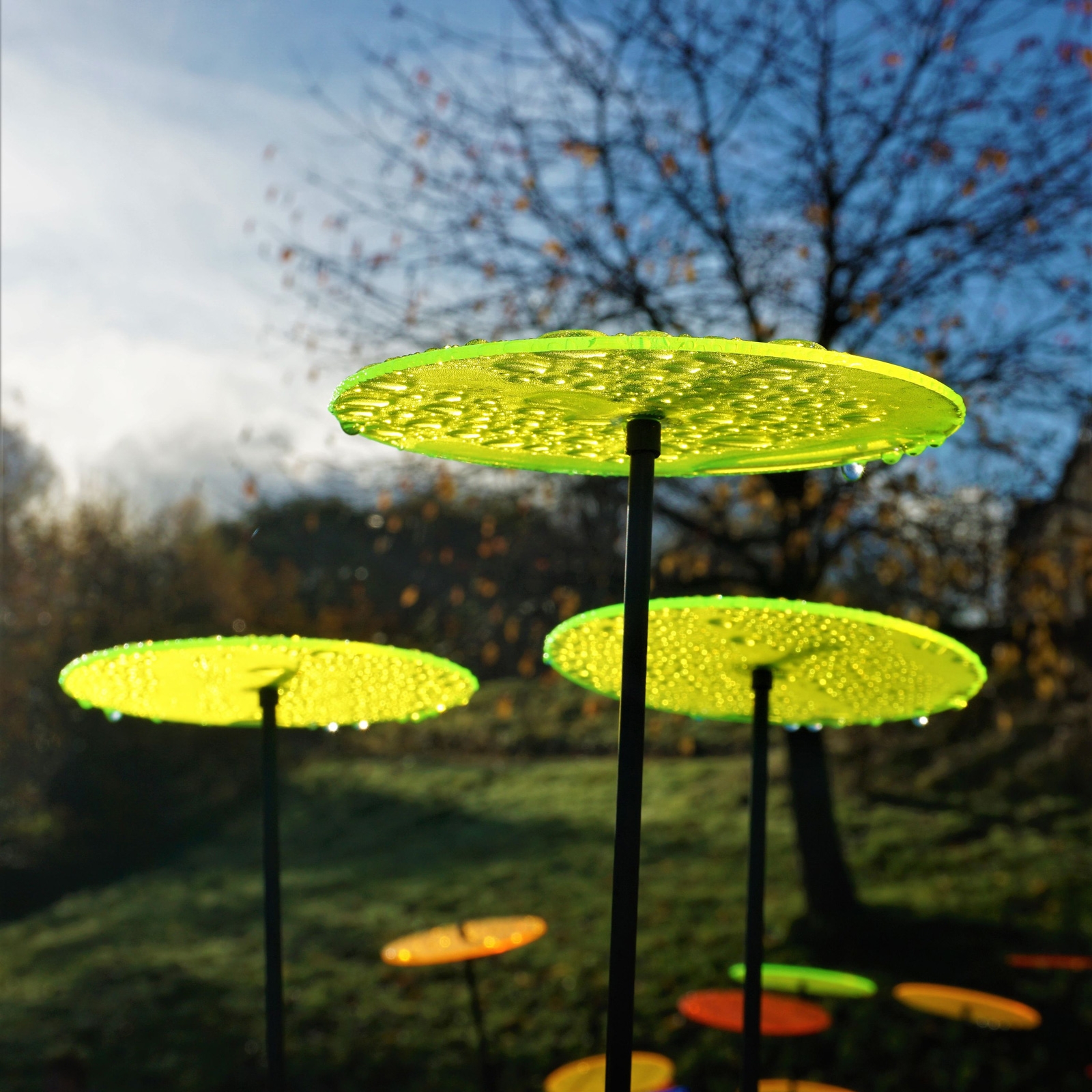 Click to view product details and reviews for 75cm Green Sun Disc Garden Stakes 3 Pack.