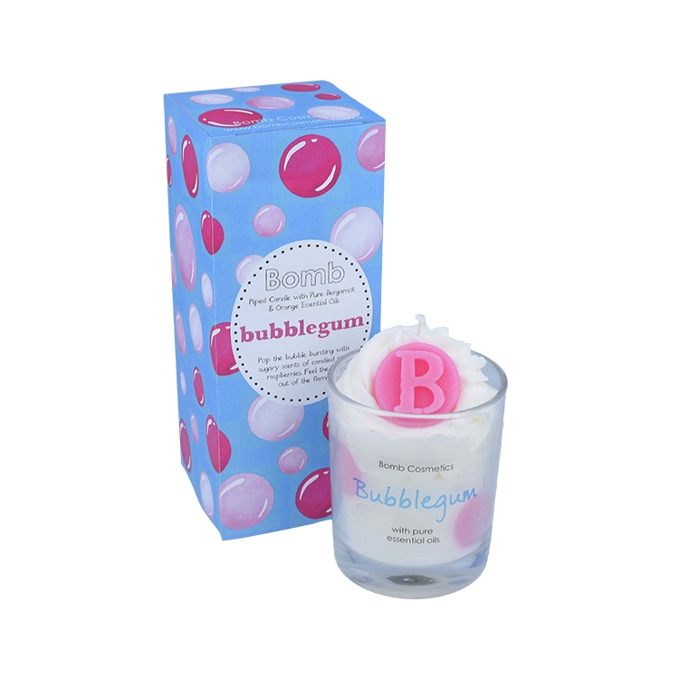 Click to view product details and reviews for Bubble Gum Piped Candle.