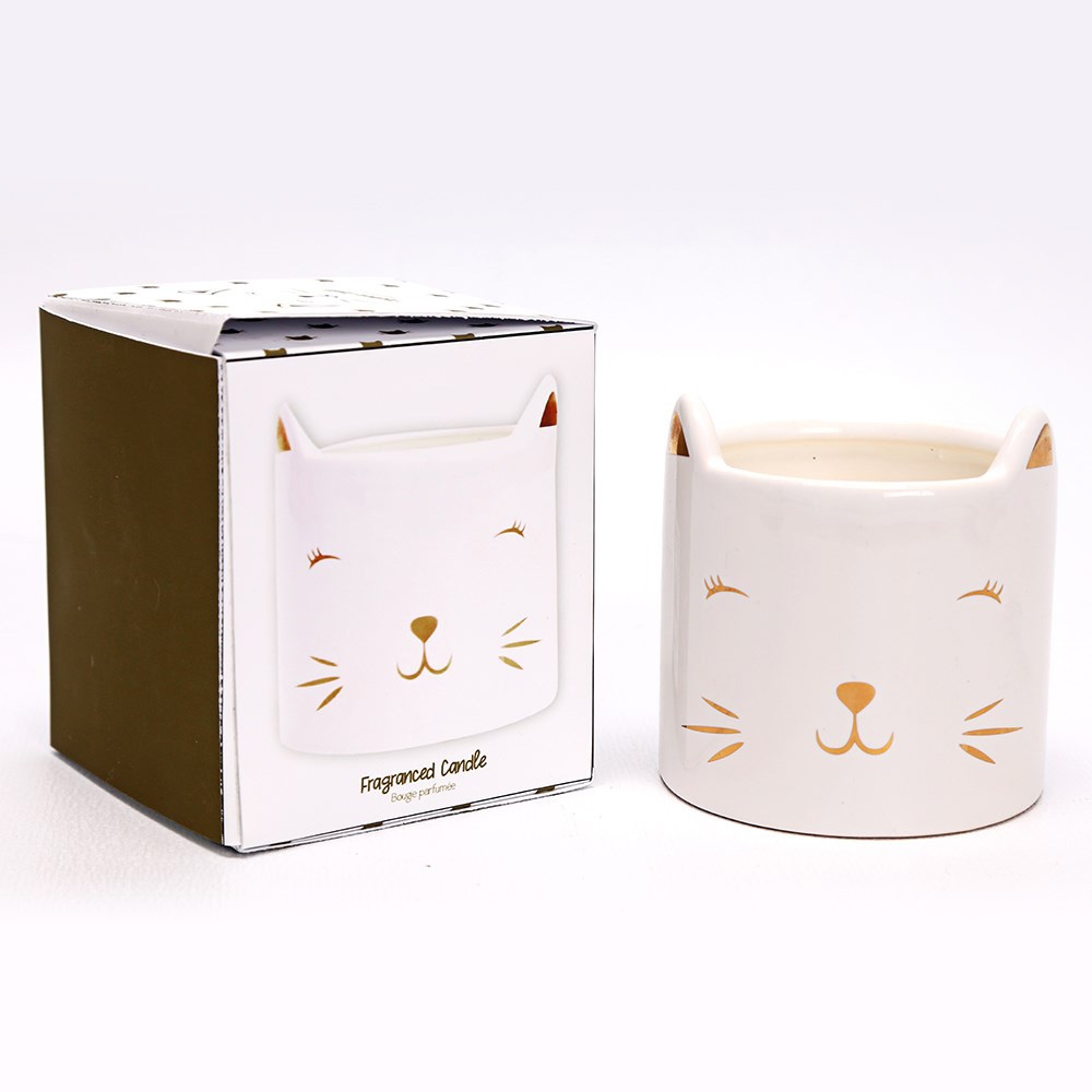 Cat Face Candle Linen Scented