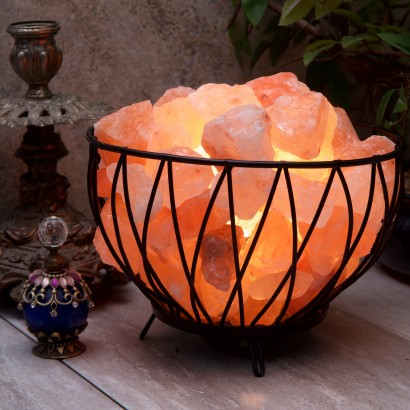 aparato Perseguir celos Himalayan Salt Basket Table Lamp
