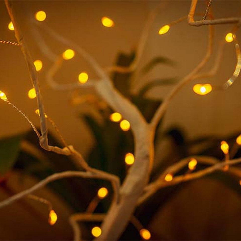  50cm Battery Operated White Tree Lamp