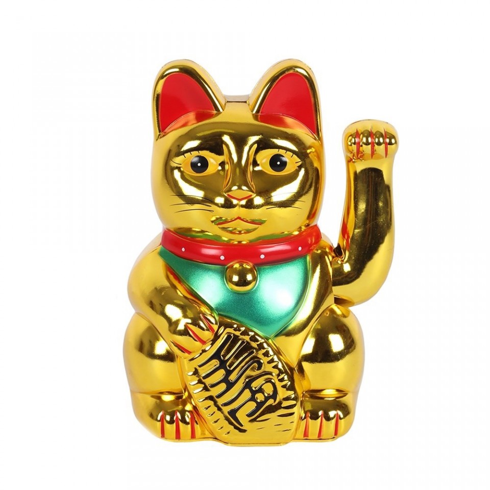 8" Gold Lucky Waving Cat Decoration