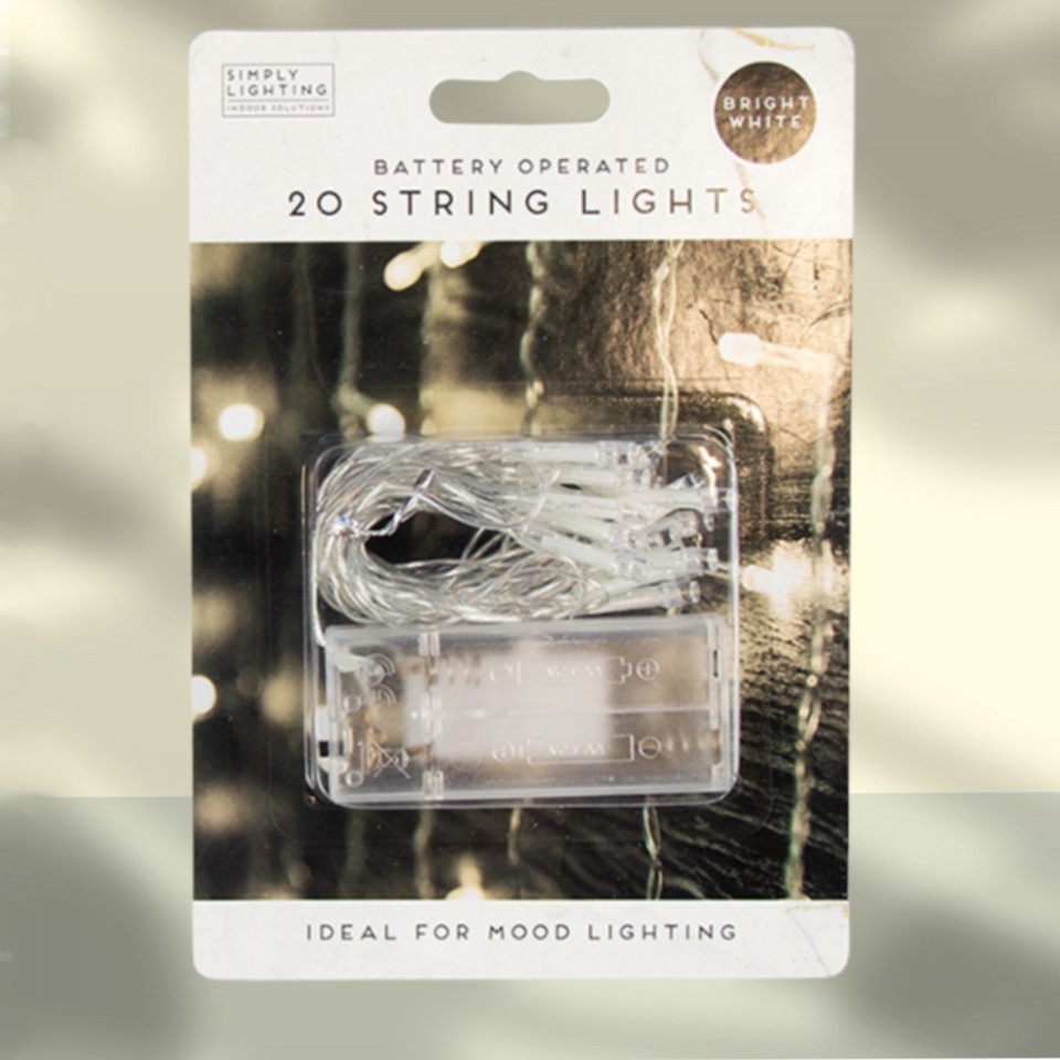  Battery Operated 20 White String Lights