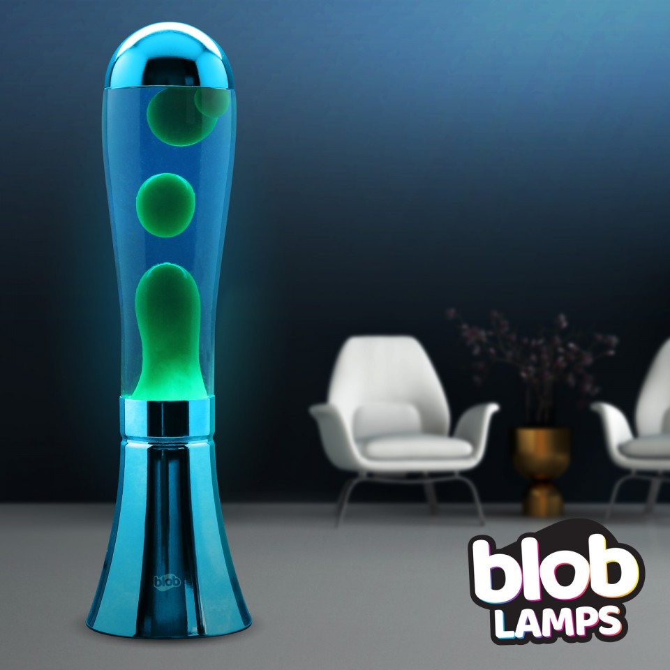  BIG BLOB Blob Lamps Lava Lamp - Metallic Blue Base - Green/Blue