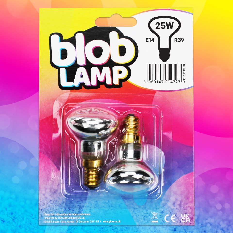  25W Replacement Blob Lava Lamp Bulbs E14 R39 - Twin Pack