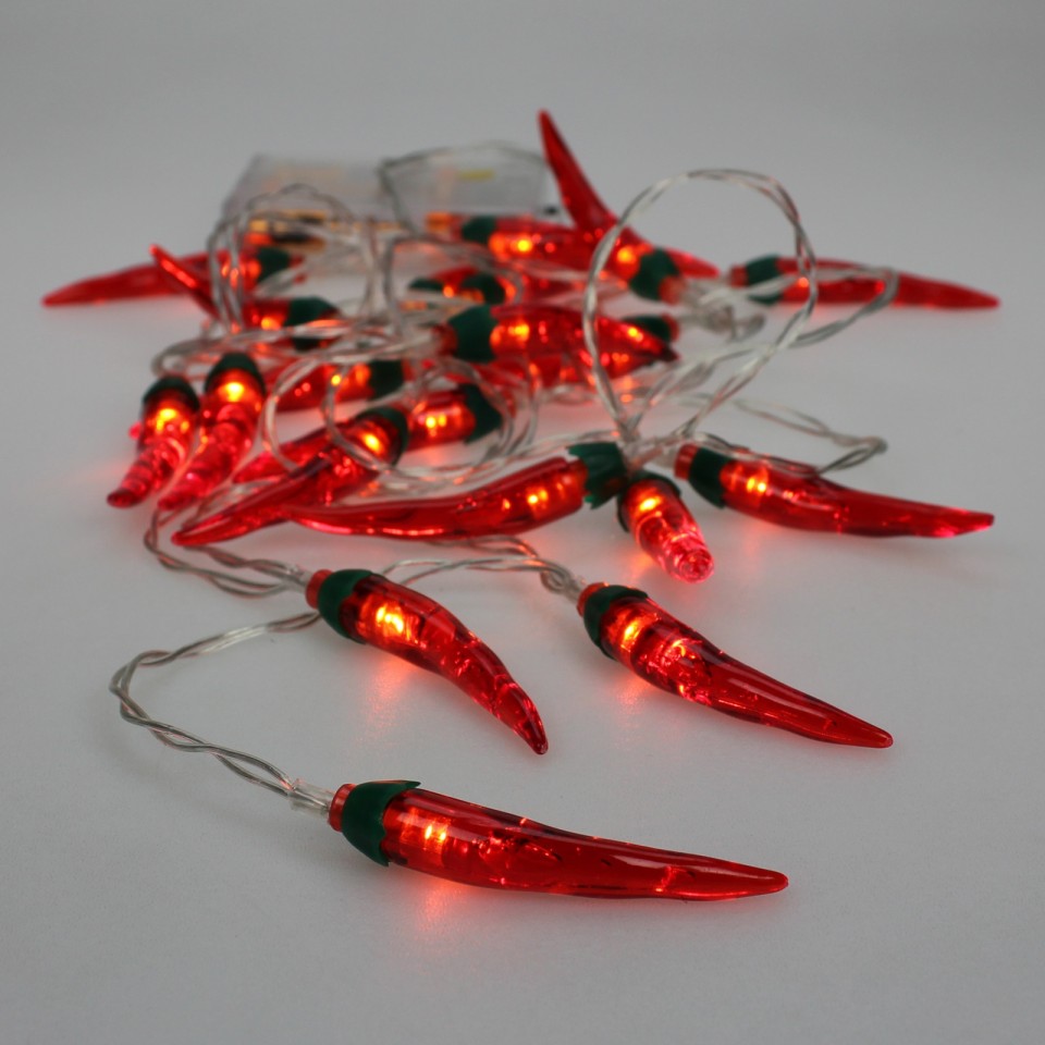 Red Chilli String Lights LED 3M Battery Operated