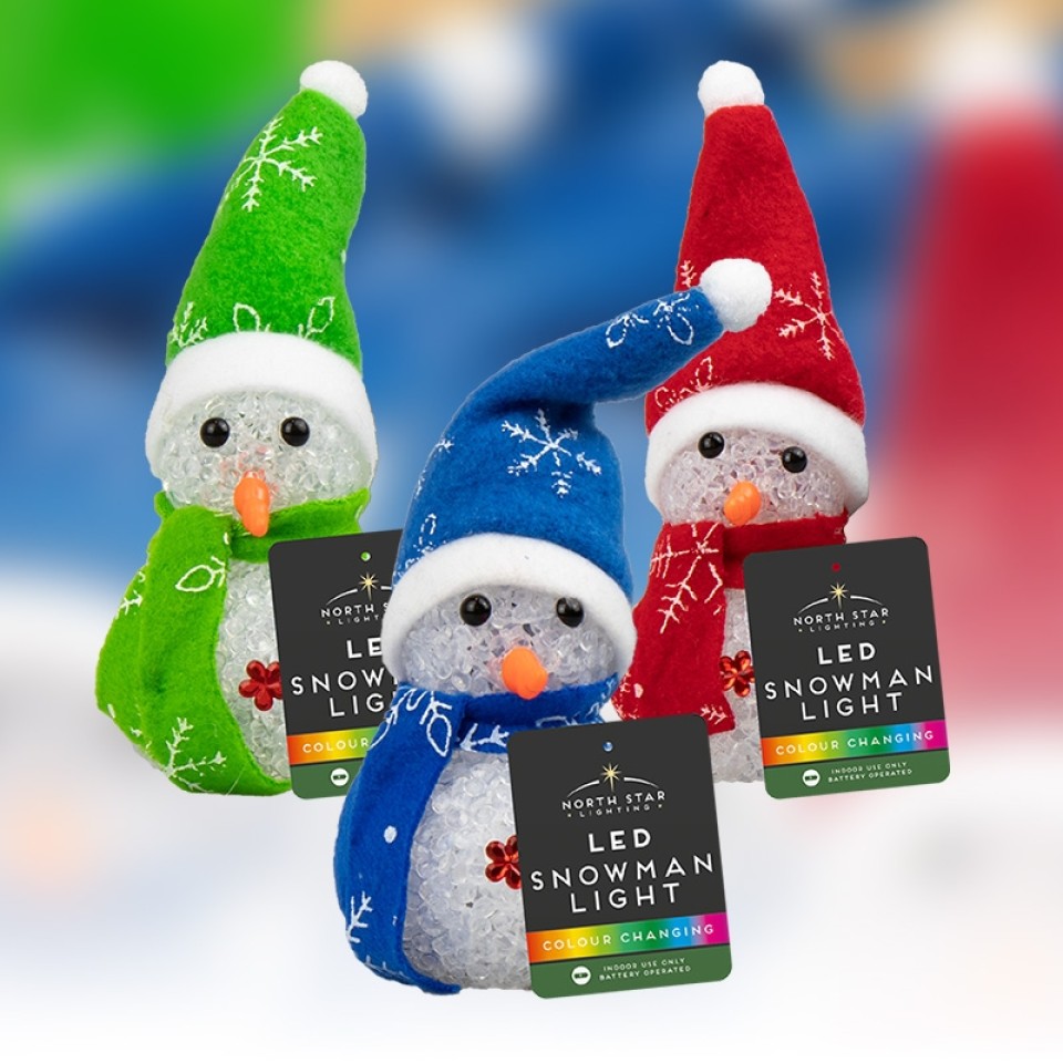 LED Colour Changing Snowmen - 3 Pack