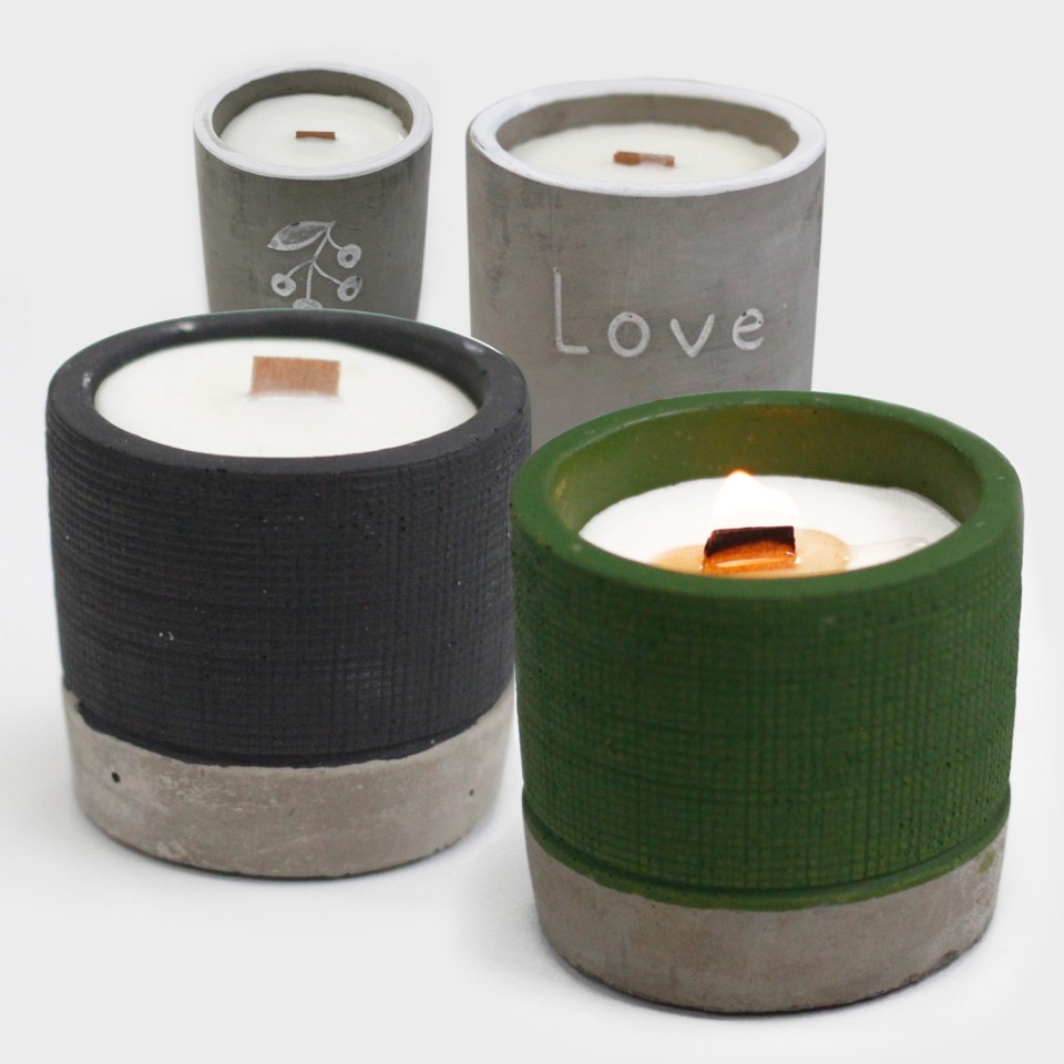  Concrete Soy and Woodwick Candles 