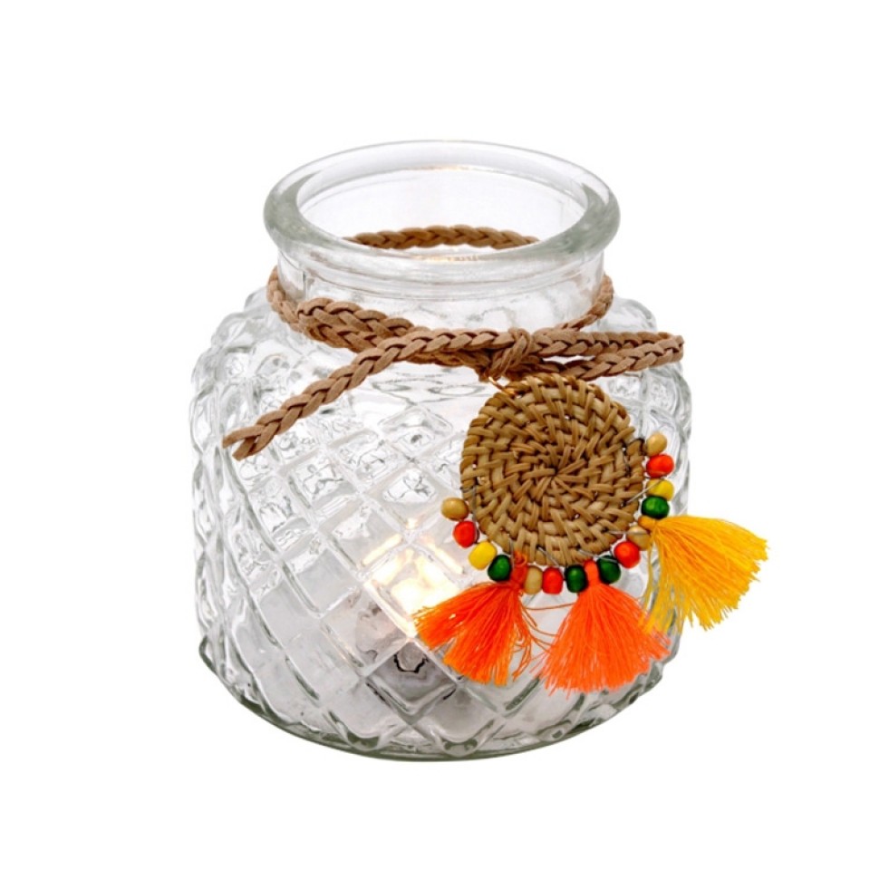  Decorated Glass Candle Holder