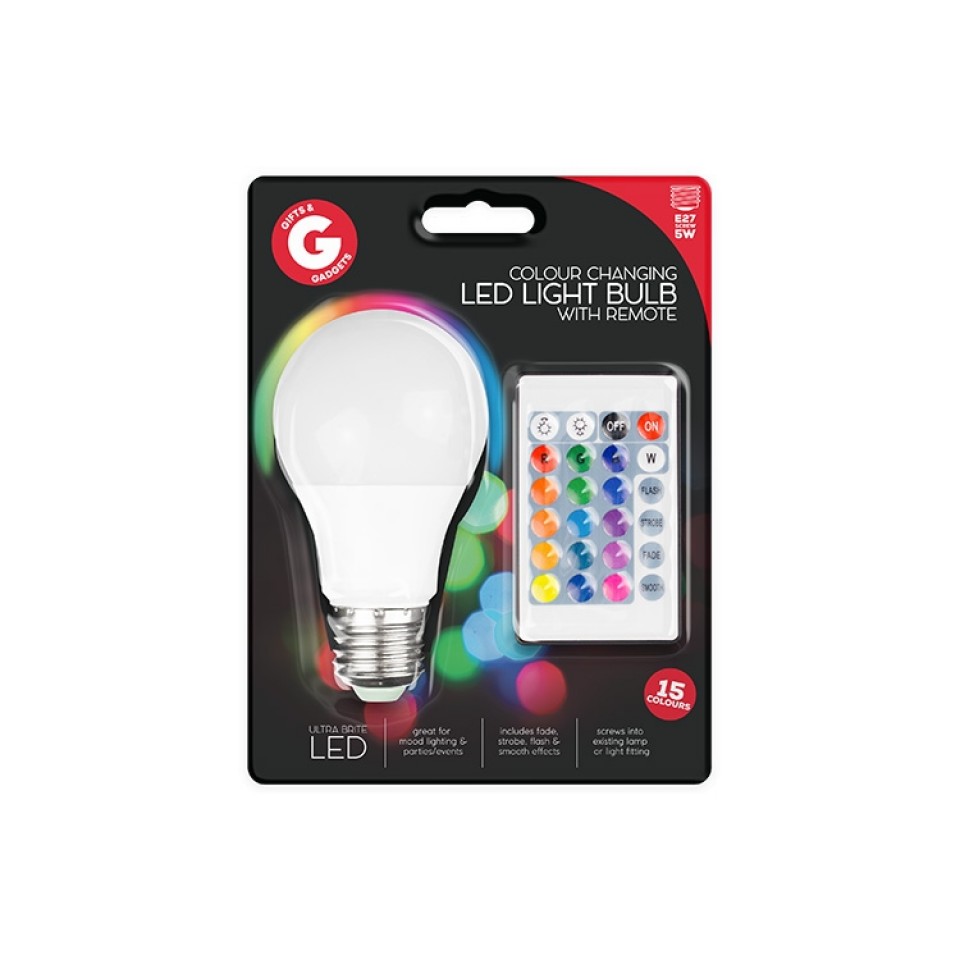 E27 Colour Change LED Lightbulb with Remote