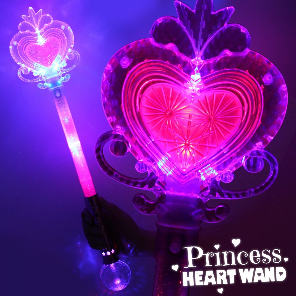 Pink Large Light Up Princess Heart Wand Wholesale