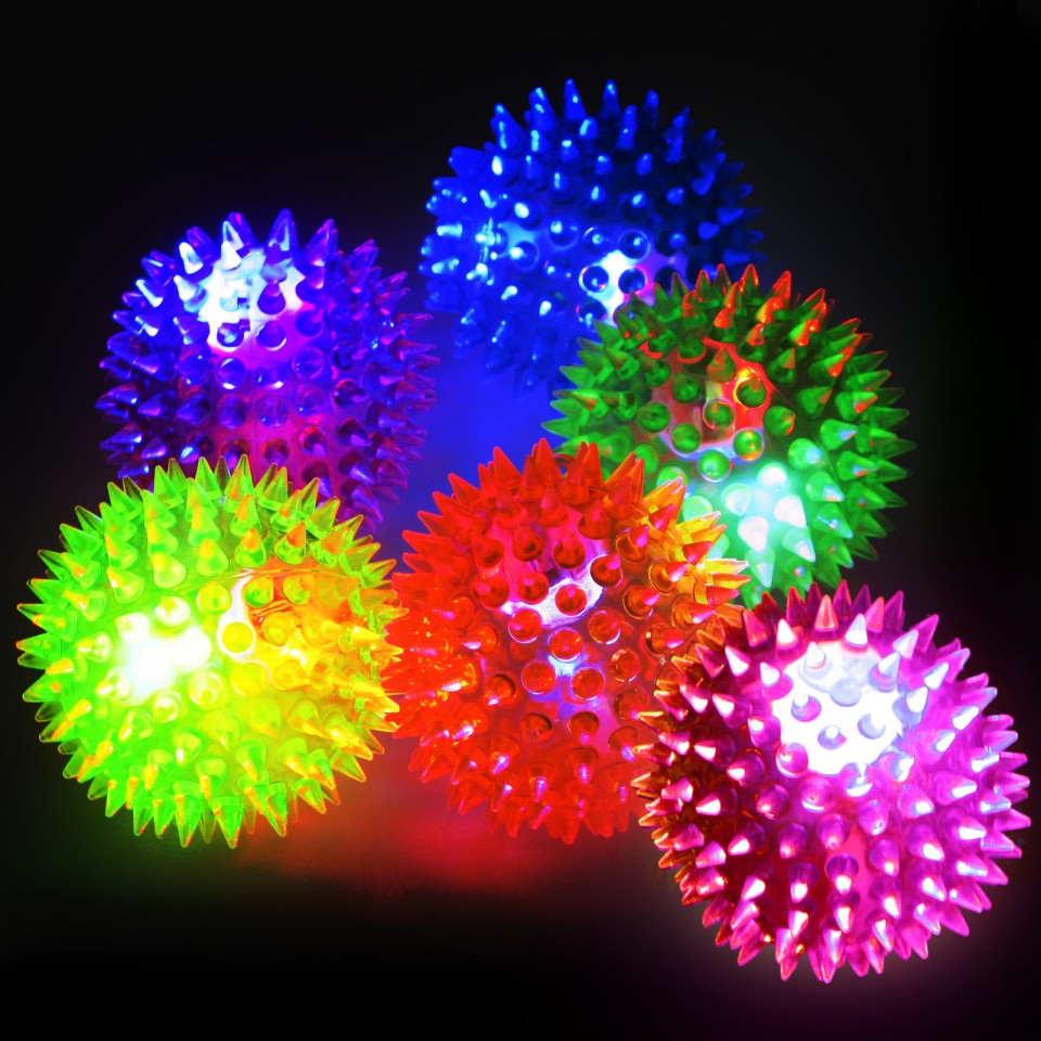 Details about   FLASHING SPIKE BALL LIGHT UP BALL Spikey Ball Spiky Massage Ball Light Up Ball 