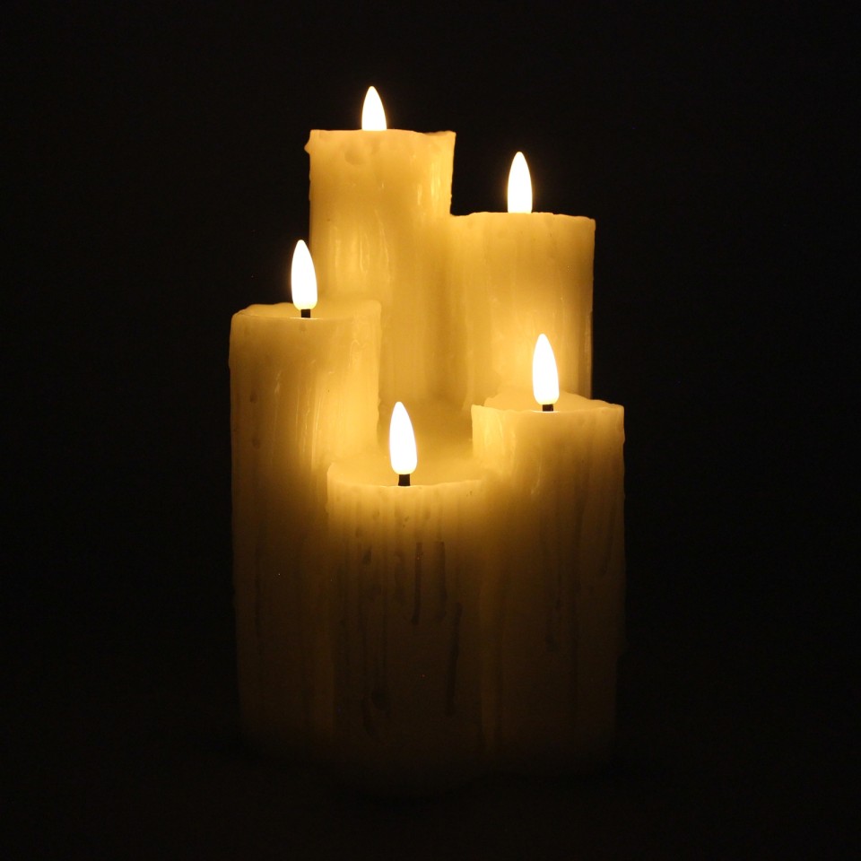 5 Melted Edge Melted Edge Real Wax LED Candle Displays - Flickabrights™