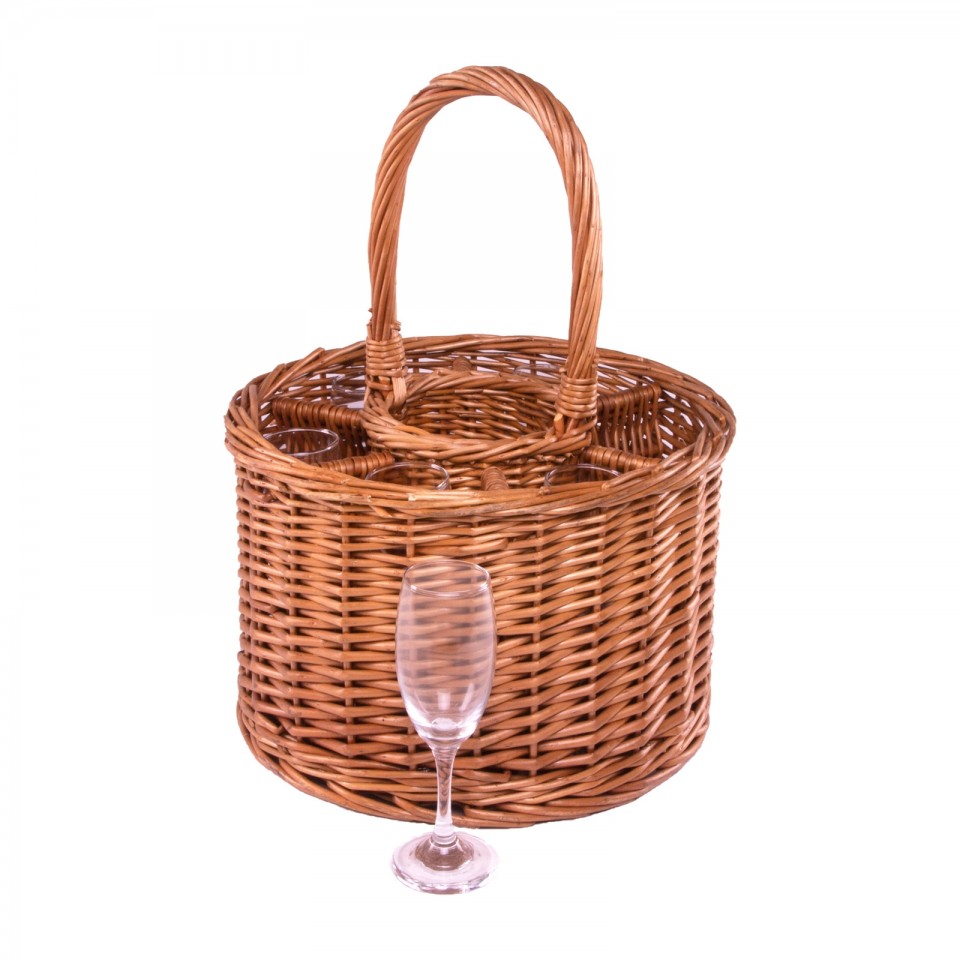  Garden Party Wine and Six Glasses Basket