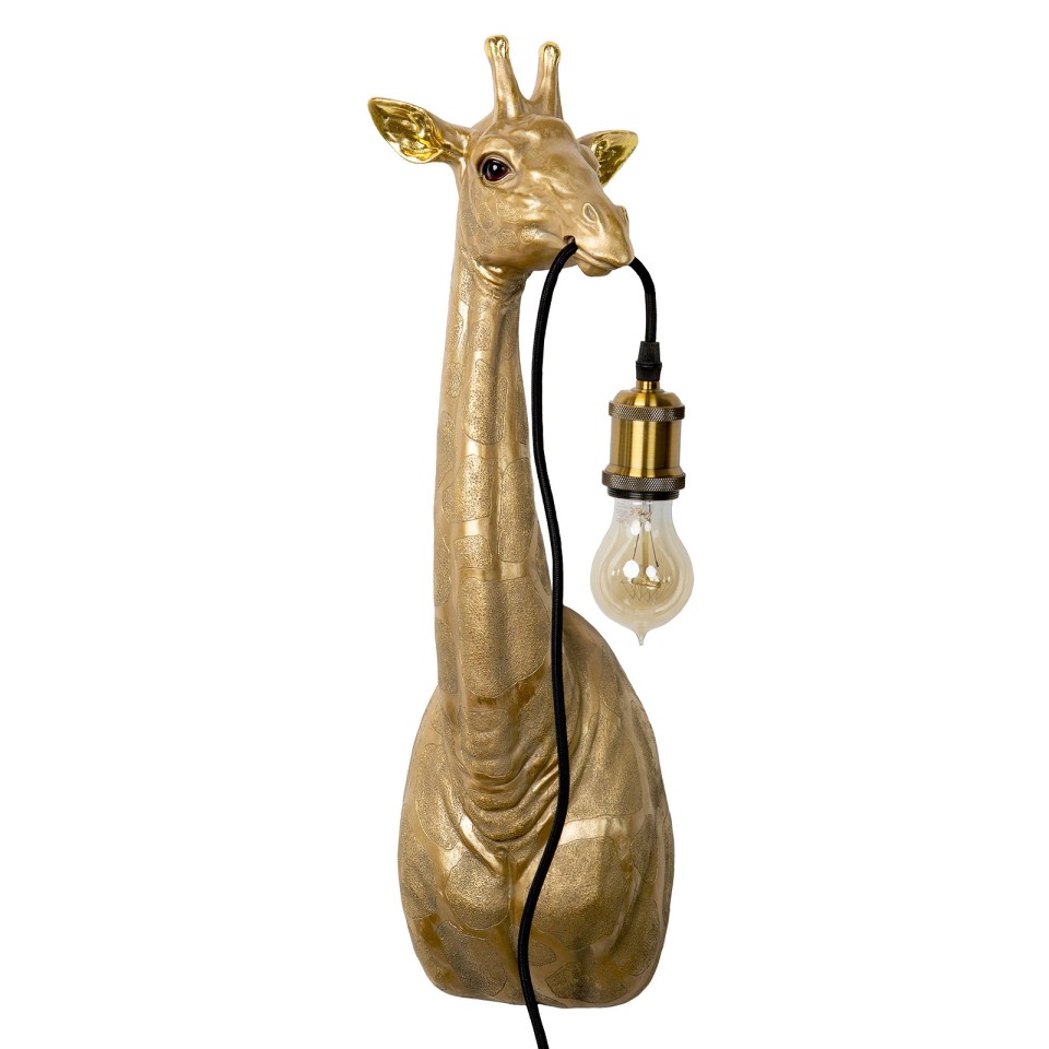 Super Sized Gold Giraffe Plug in Wall Lamp E27
