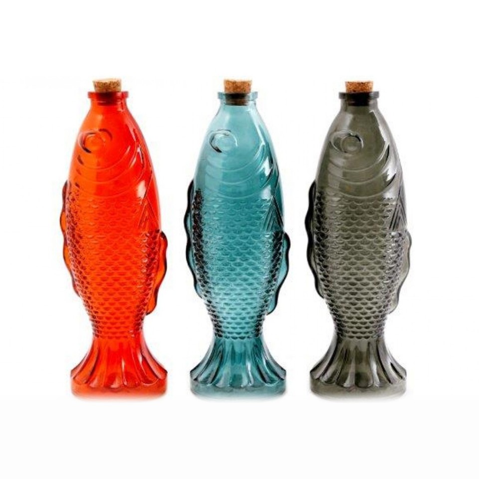  Glass Fish Bottle with Cork
