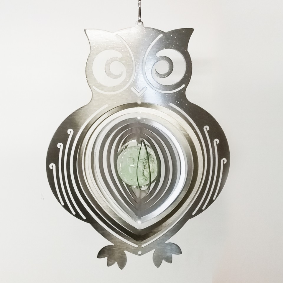  Glow Ball Silver Owl Wind Spinner