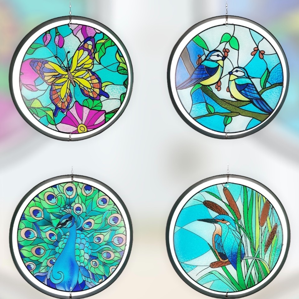 Choose one of four designs Glass Hanging and Spinning Orbit Suncatchers