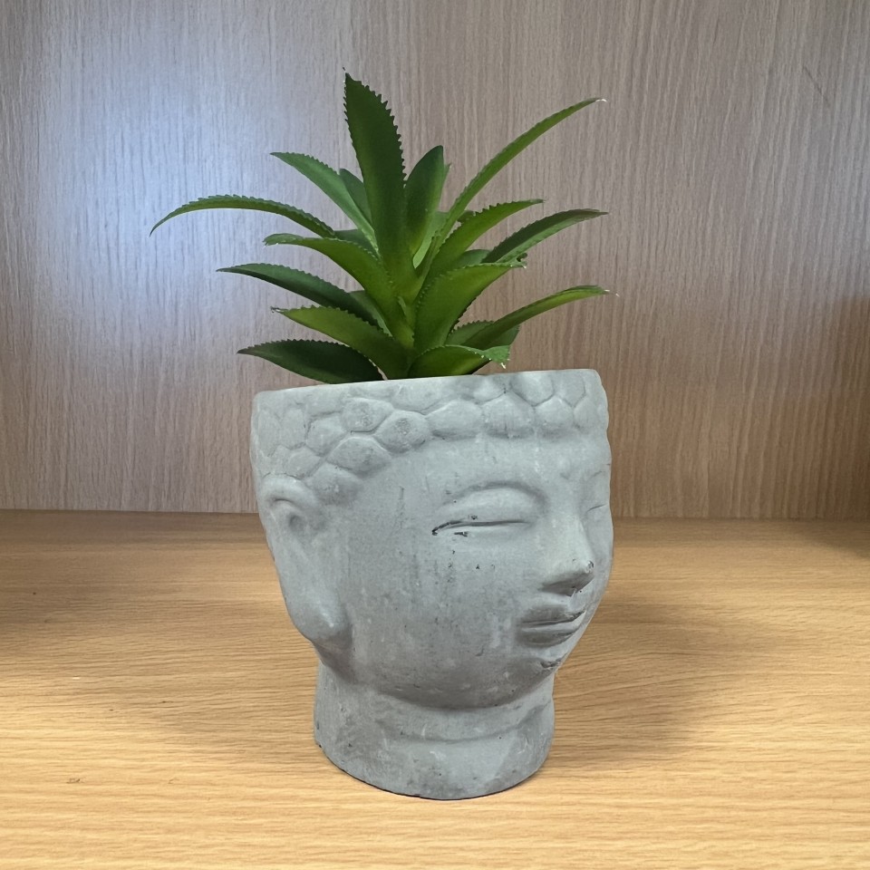  Buddha Planter with Faux Succulent