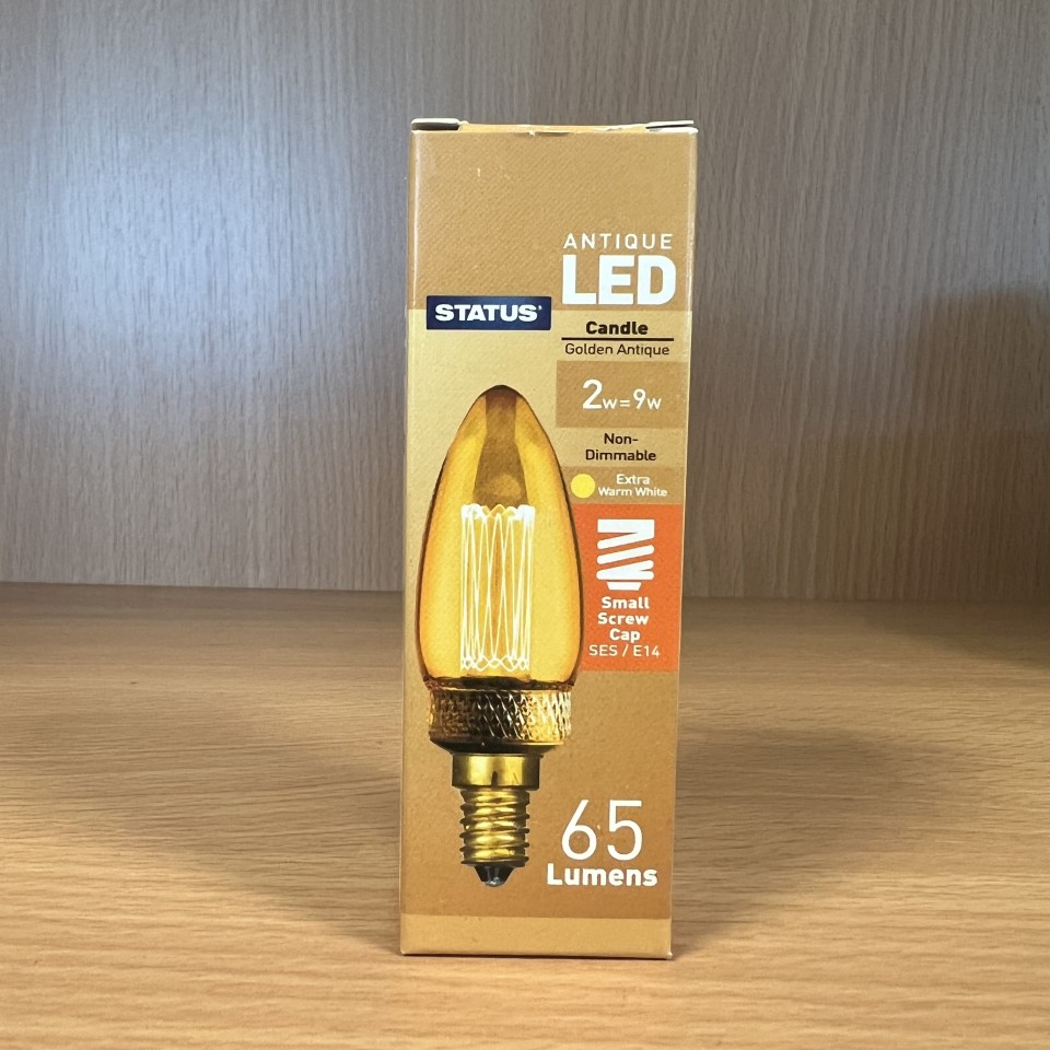  E14 2W=9W Golden Antique Candle Bulb 65 Lumens