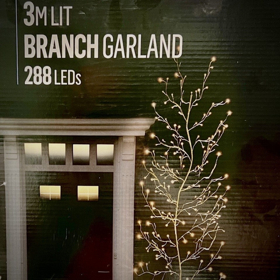  3M long Gold Branch Garland - 288 Warm White LED