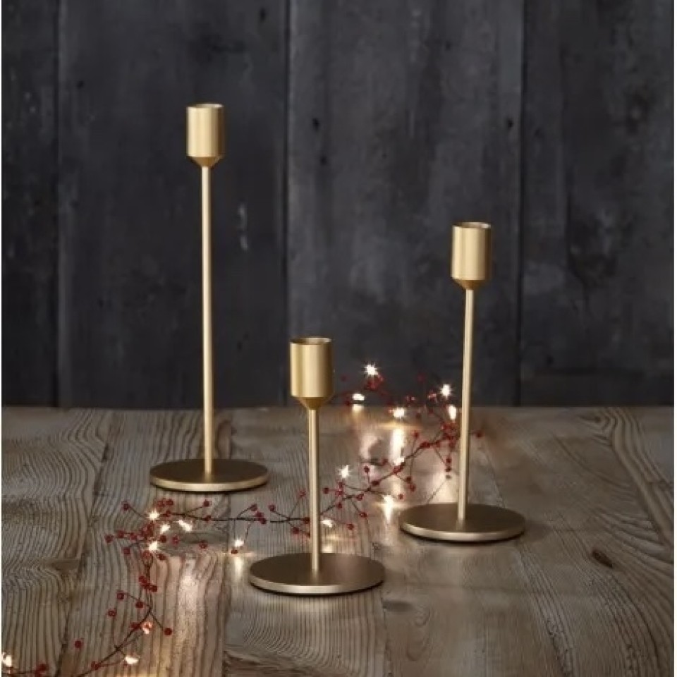 Set includes 3 stands, 14cm, 20cm, and 26cm Gold Candlesticks - 3 Pack by Lightstyle London