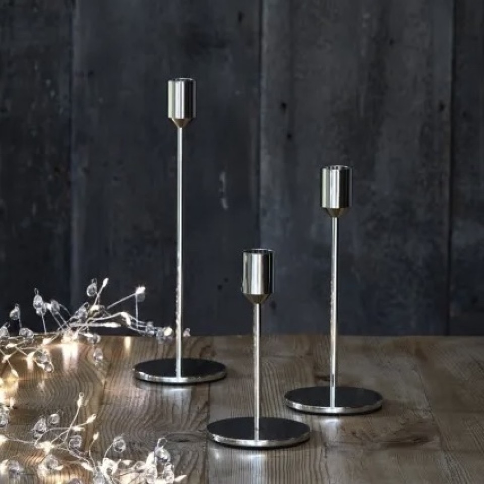  Silver Candlesticks - 3 Pack by Lightstyle London