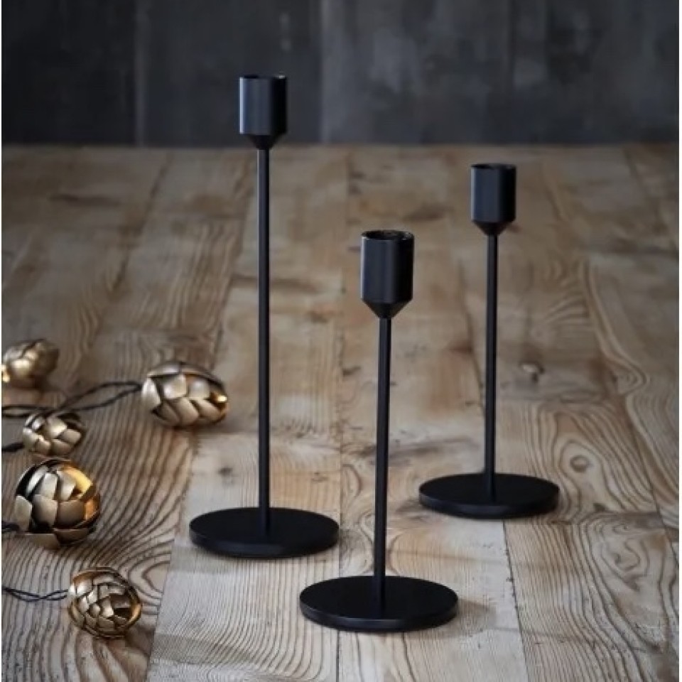  Black Candlesticks - 3 Pack by Lightstyle London