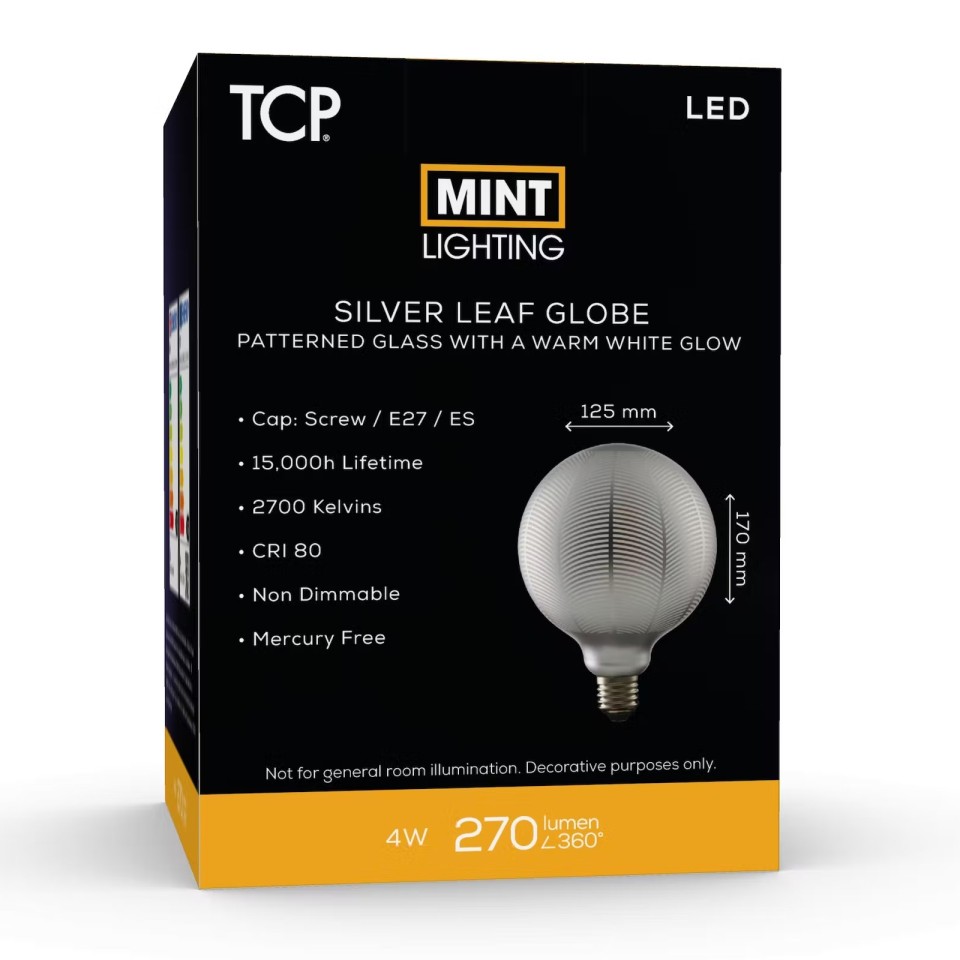  Silver Leaf Globe 4W E27 Bulb