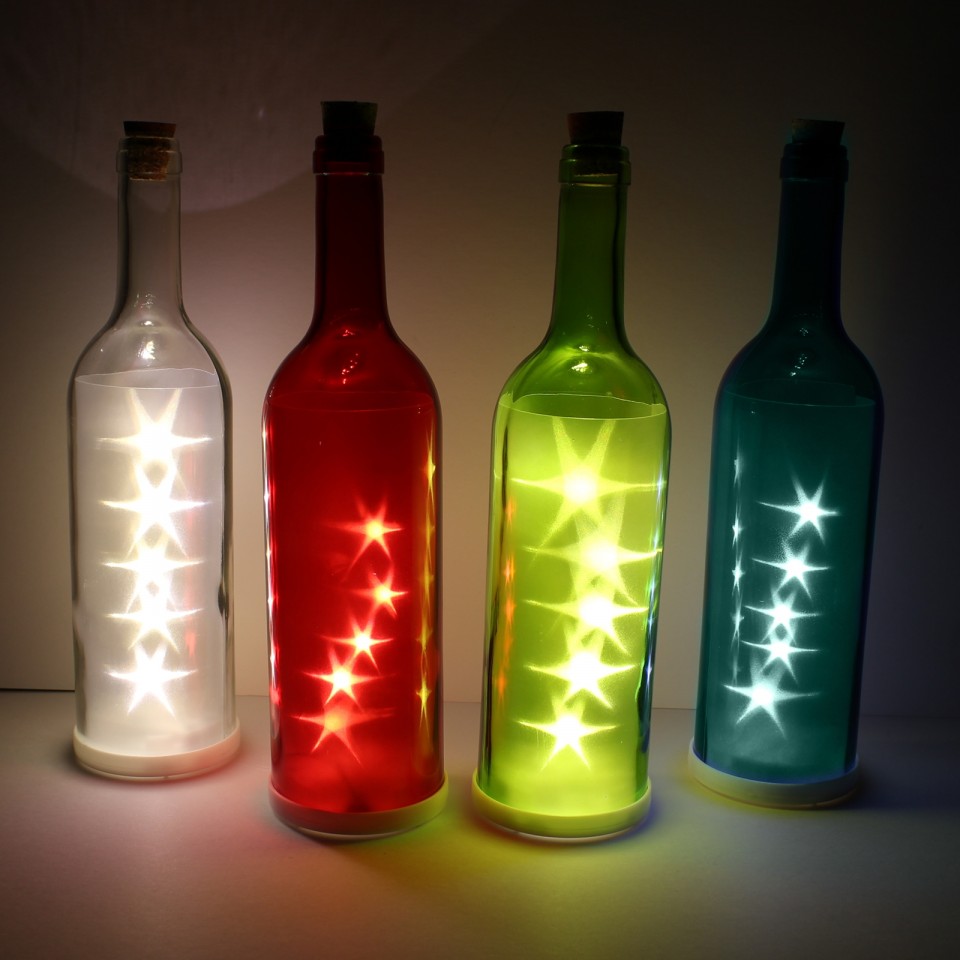 Green no longer available LED Glass Bottle With Stars