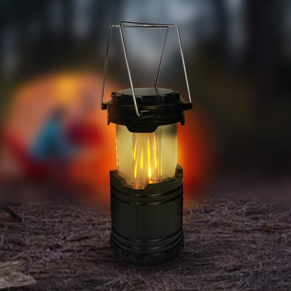 LED Pop Up Camping Lantern with a Flame Effect - Camping Lanterns