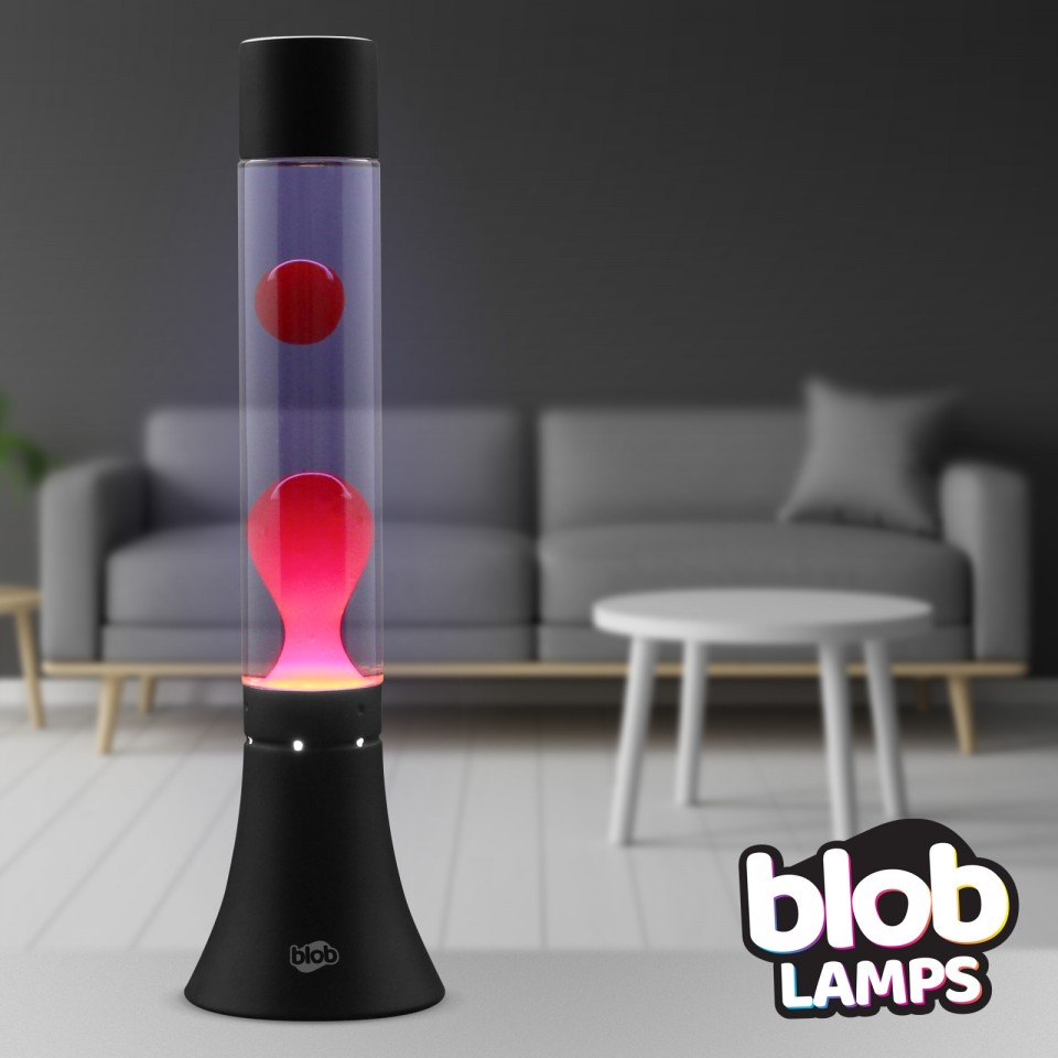  MODERN Blob Lamp - Black Lava Lamp 14.5" - Red/Purple