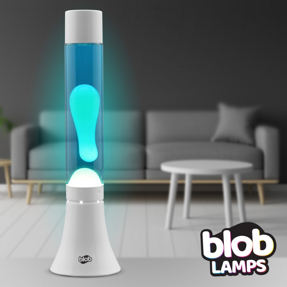  MODERN Blob Lamps Lava Lamp  - White Base - White/Blue
