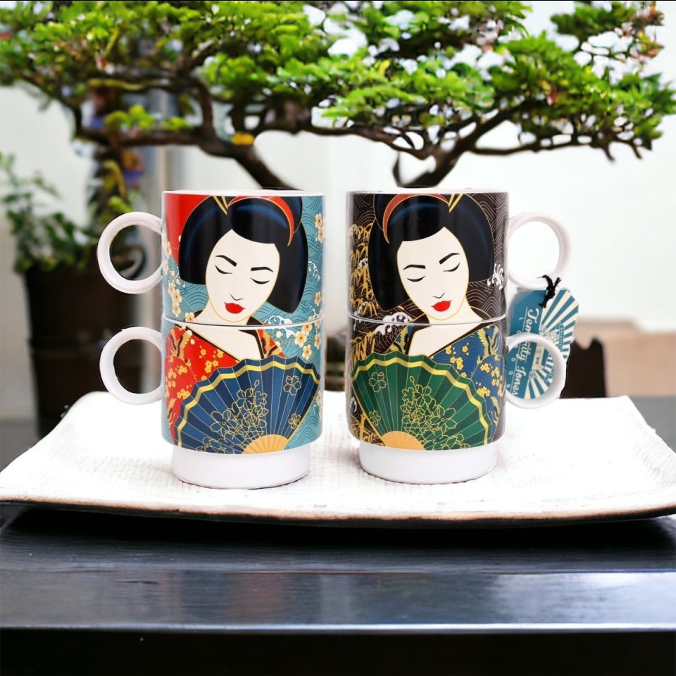  Large Geisha Stacking Mugs