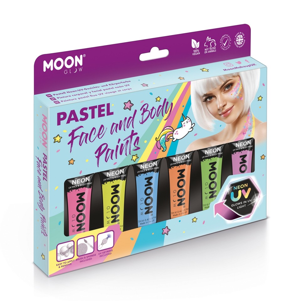  Pastel Neon UV Face Paint Boxset