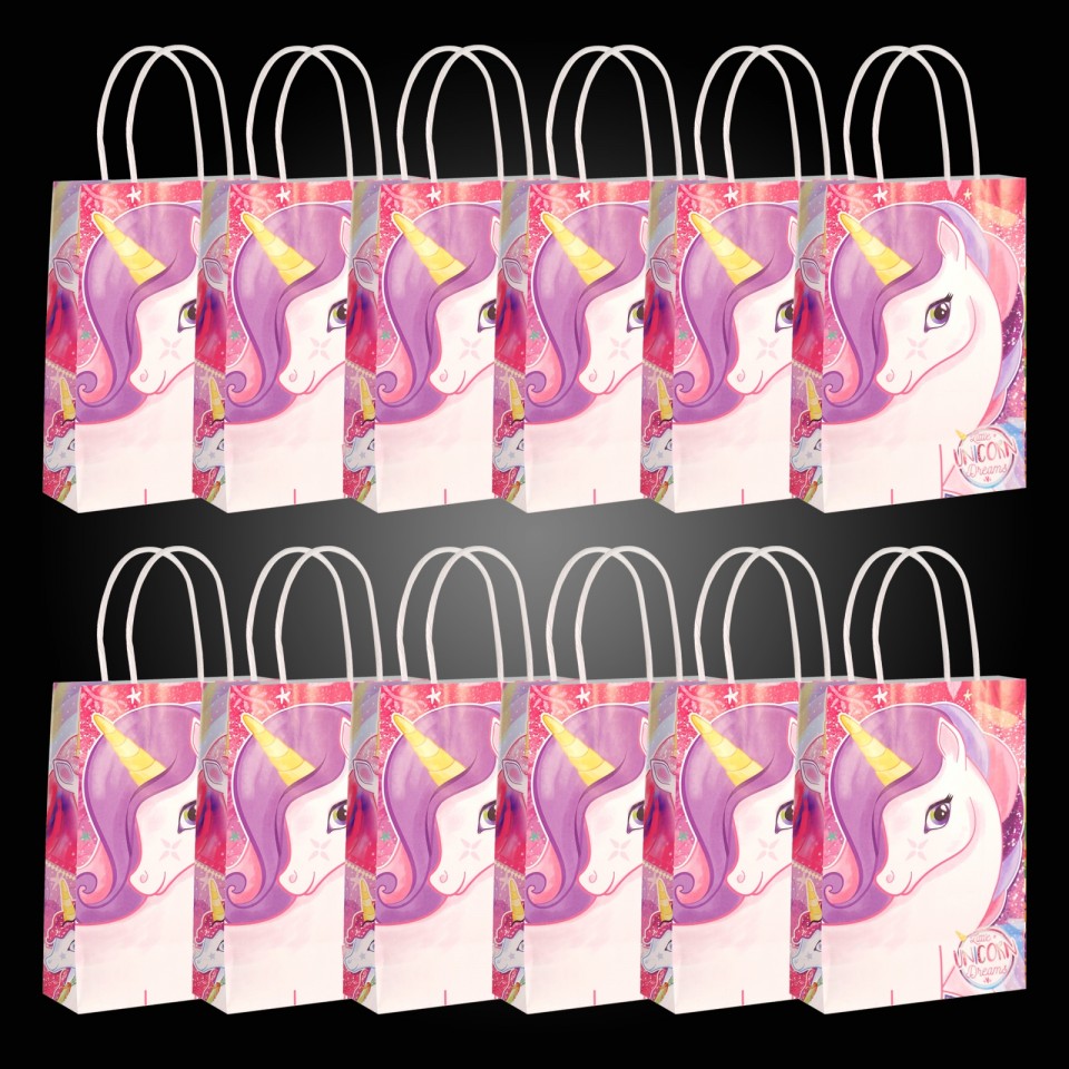  Unicorn Paper Party Bags (12 pack)