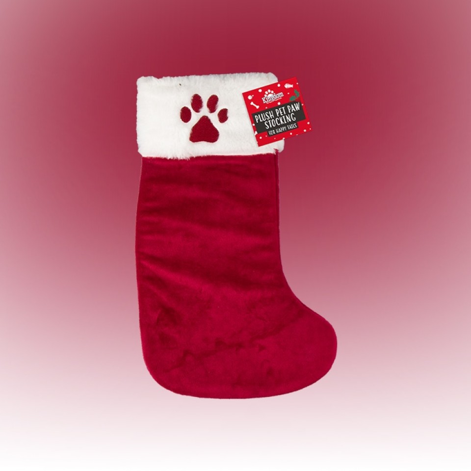  Fluffy Red & White Christmas Stocking for Pets