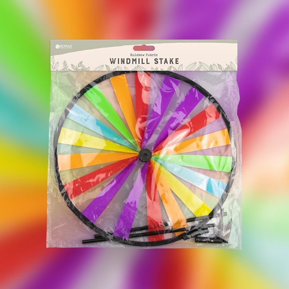  Rainbow Fabric Windmill Wheel Stake