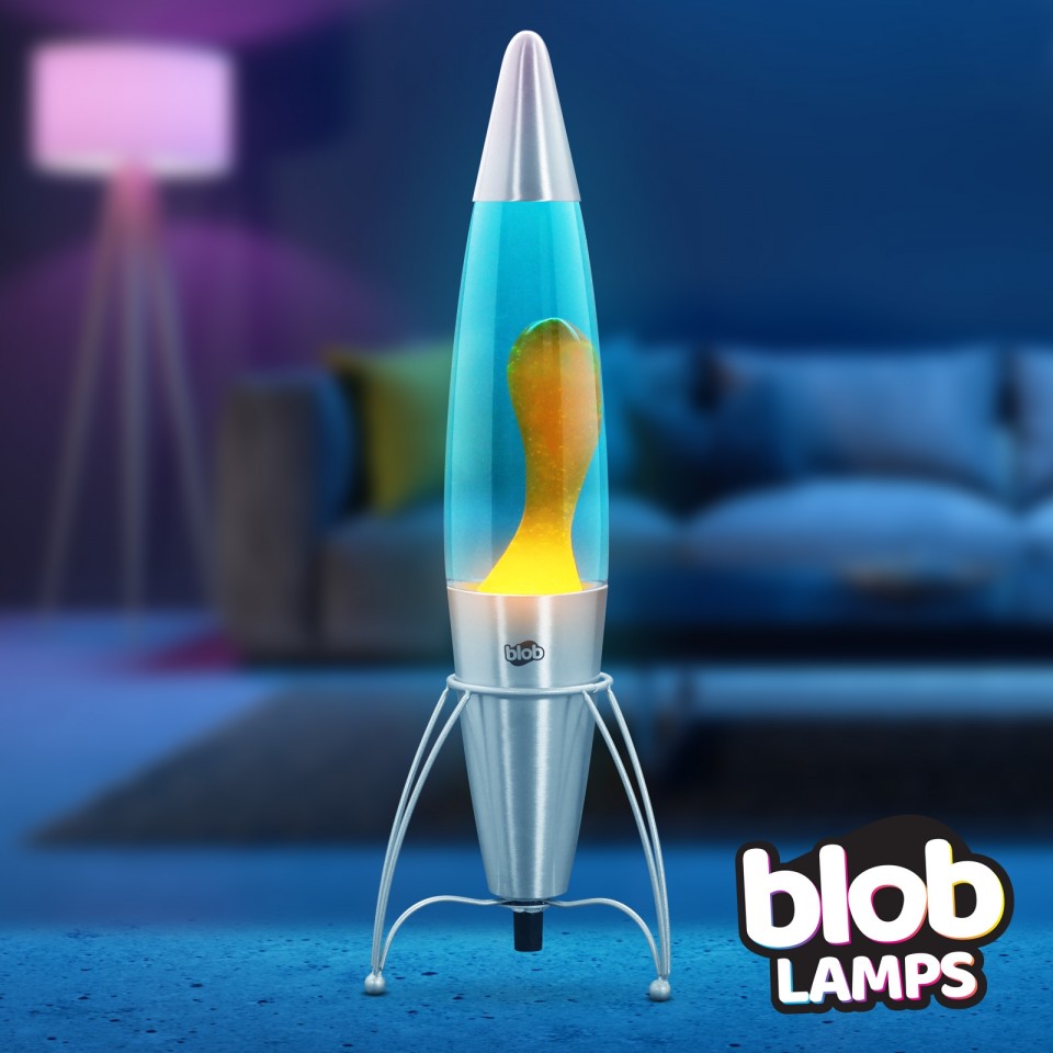  Blob Lamp 17" ROCKET Metal Lava Lamp - Orange/Blue