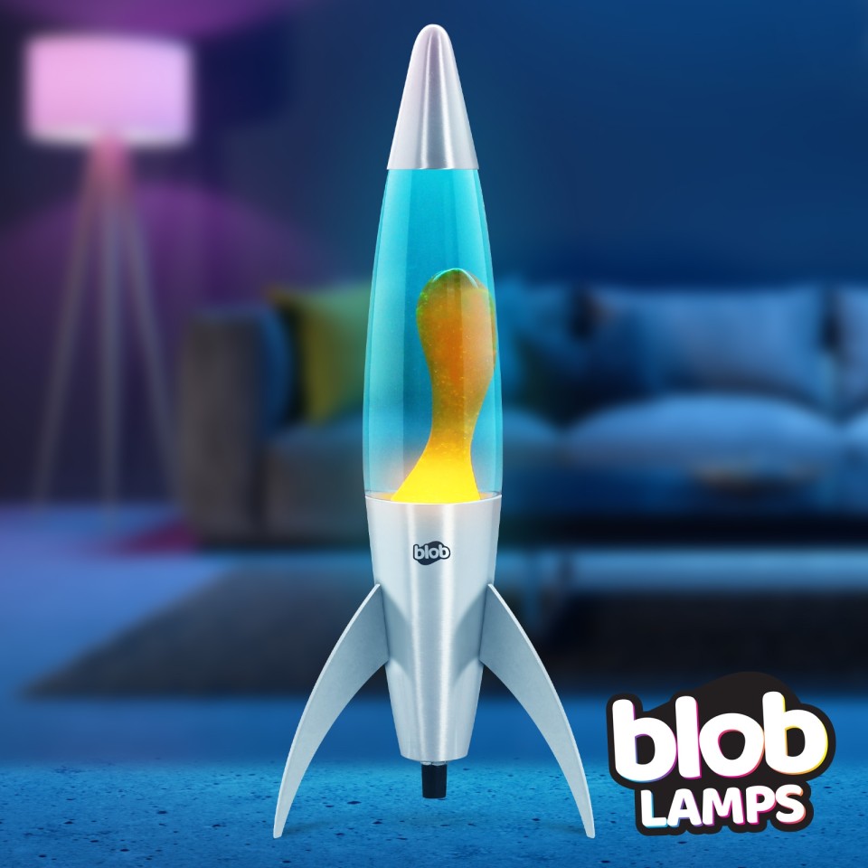  ROCKET Blob Lamps Lava Lamp - Metal Base - Orange/Blue