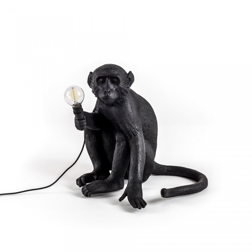 Sitting Seletti Black Outdoor Monkey Lamps