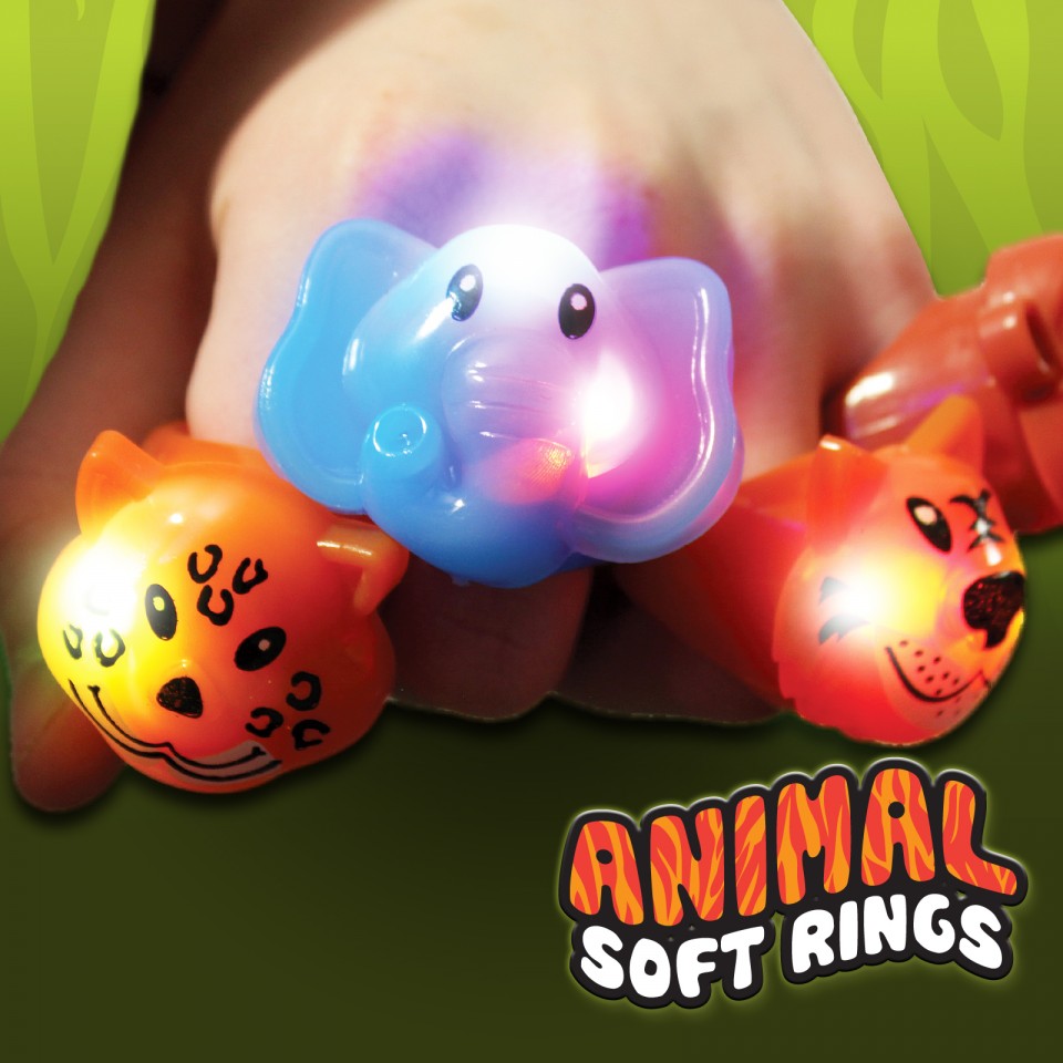  Light Up Animal Soft Rings