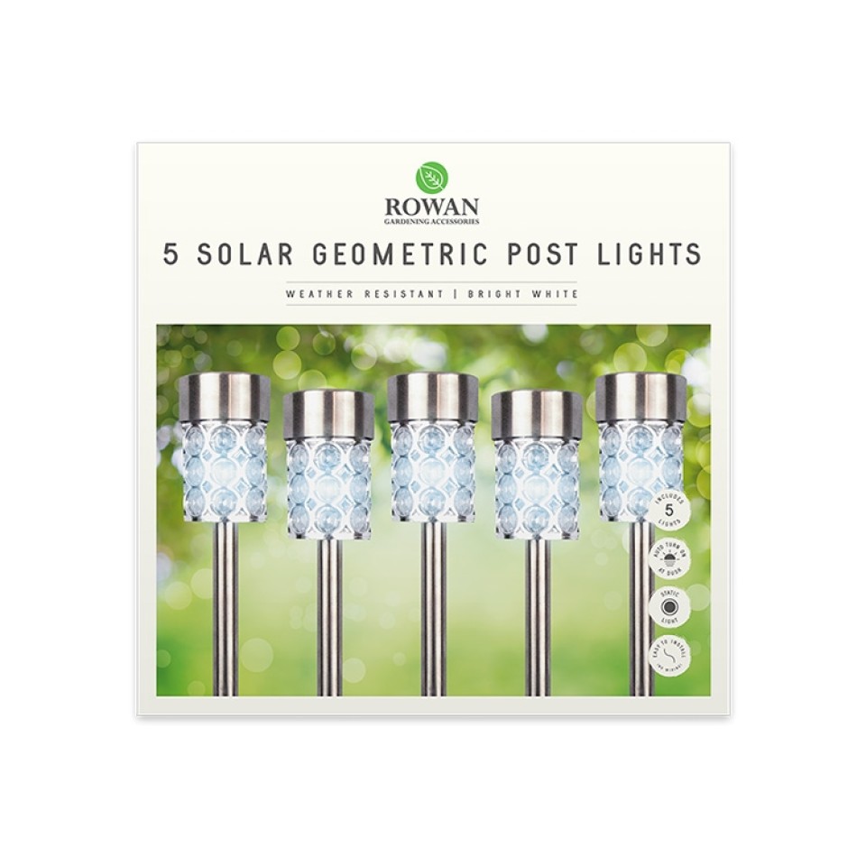  Solar Geometric Post Lights - 5 Pack
