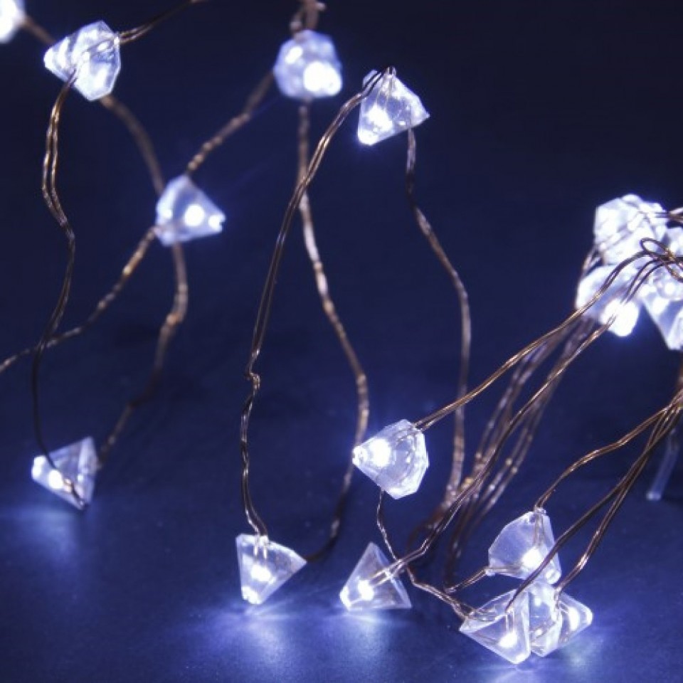  50 Solar Copper Wire Diamond Lights