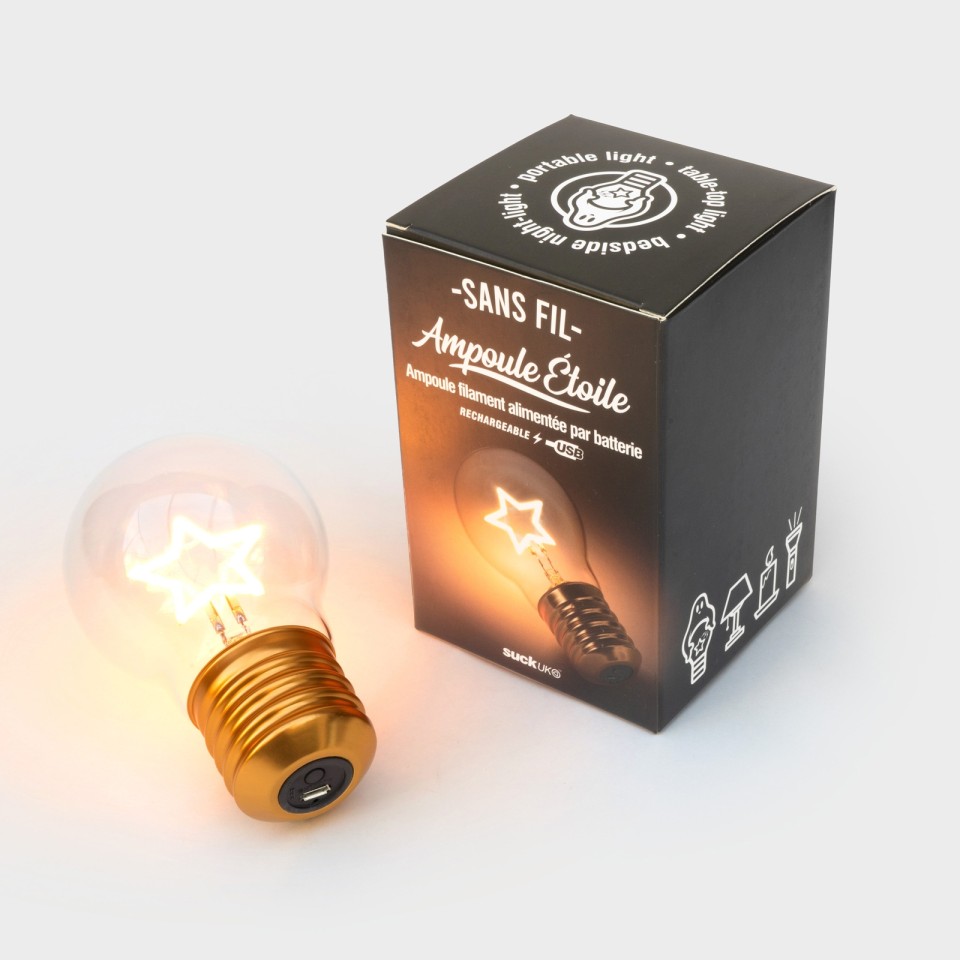  Cordless Star Lightbulb - USB Rechargeable by SUCK UK