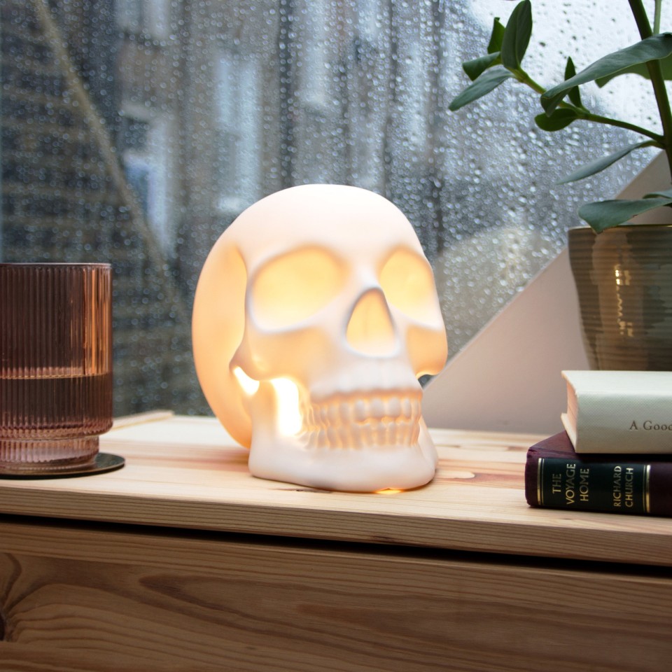  Life Size Realistic Skull Ceramic Lamp by Suck UK