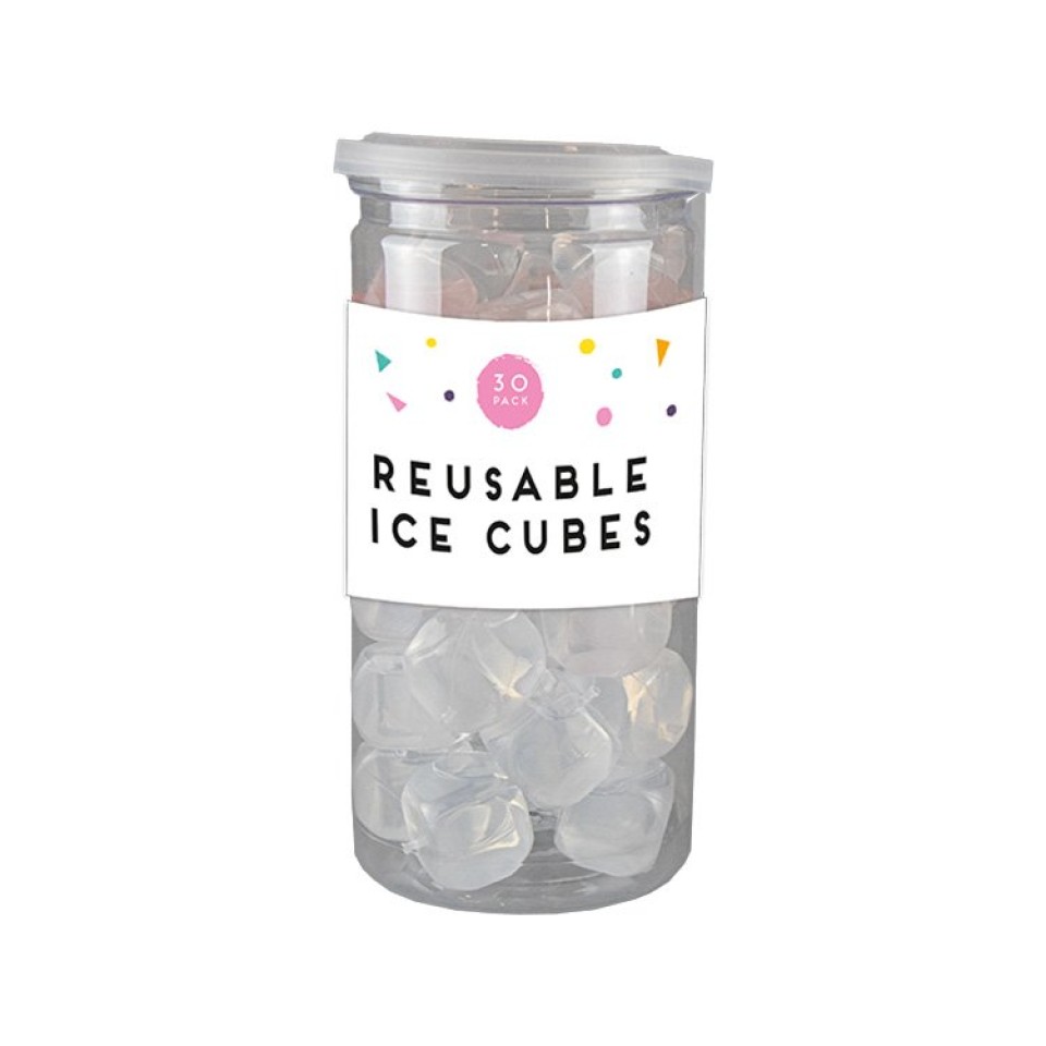  Reusable Freezable Clear Ice Cubes - 30 Pack
